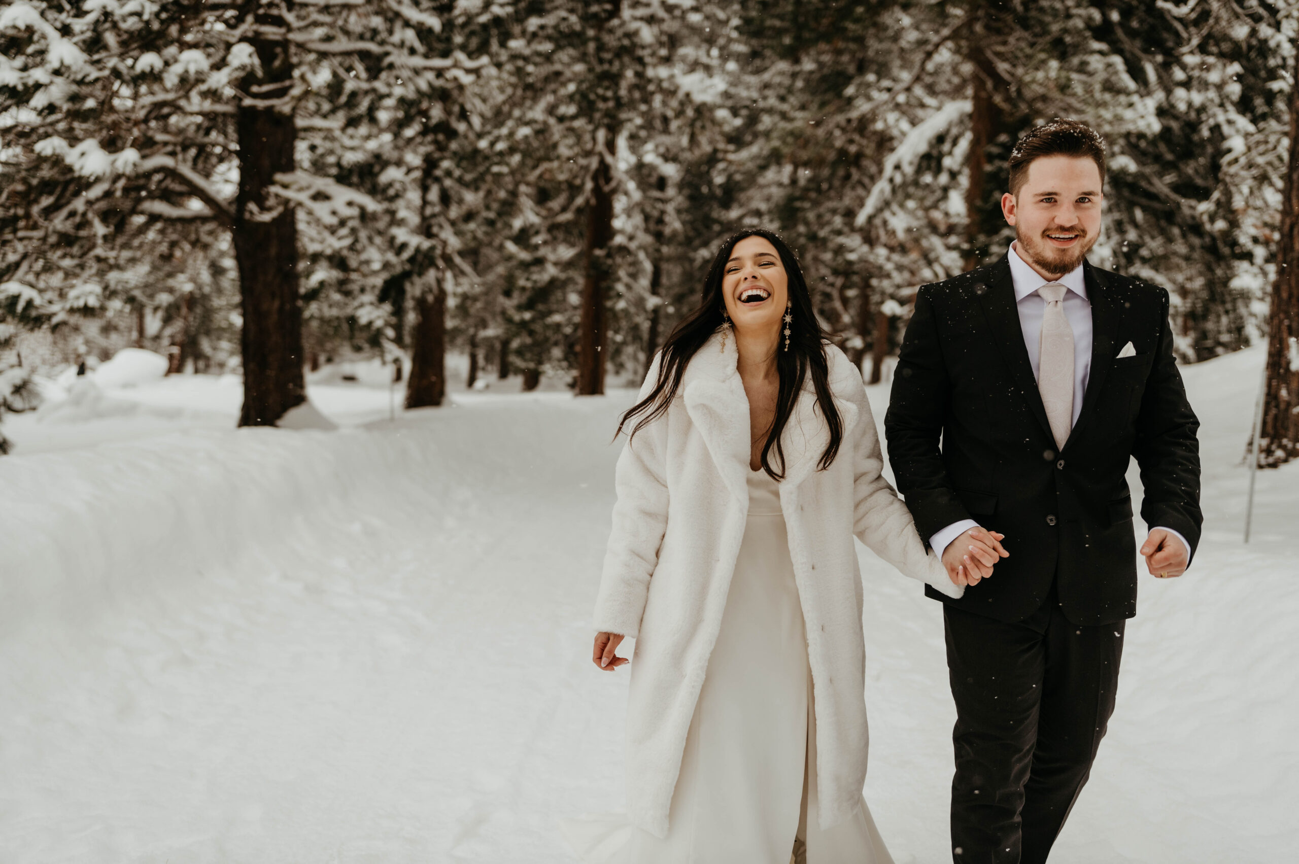 winter snowy intimate wedding elopement